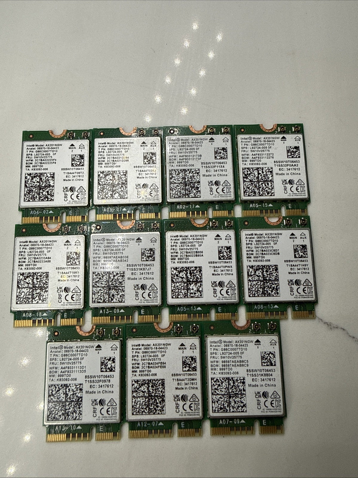 Lot Of 11x Intel AX201NGW Wi-Fi 6 Bluetooth Card M.2 Laptop Wireless