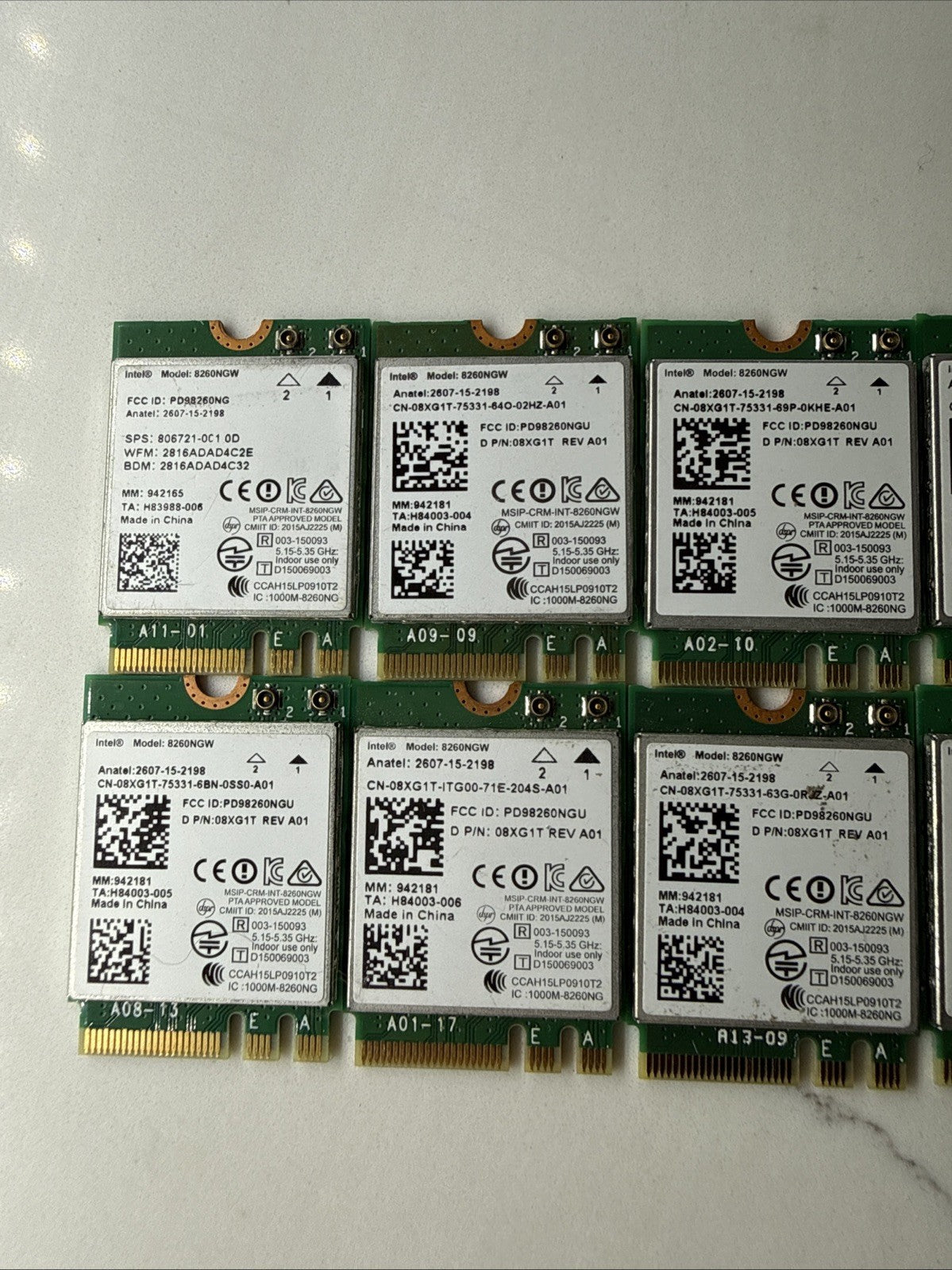 Lot Of 8x Intel Wireless-AC 8260NGW Dual Band WiFi Bluetooth M.2 Card