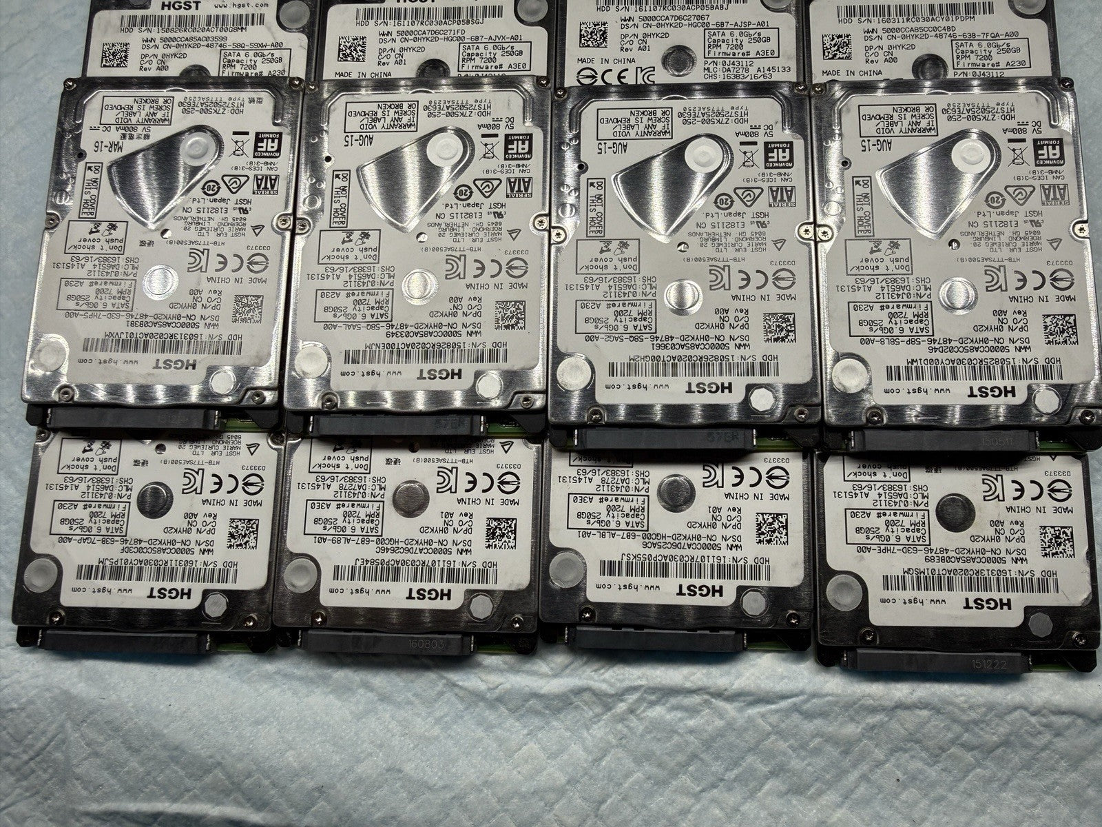 Lot Of 26x HGST 250GB Hard Drive 2.5” SATA Laptop HDD HTS725025A7E630 Dell HYK2D