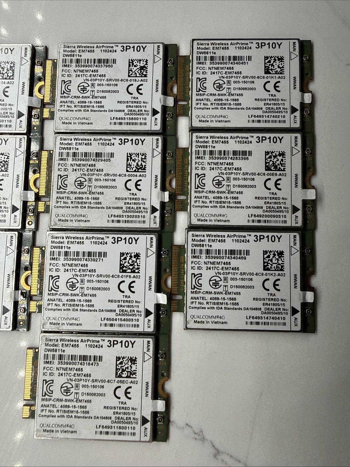 Lot Of 10x Sierra Wireless EM7455 DW5811e M.2 4G LTE WWAN Card Dell 3P10Y