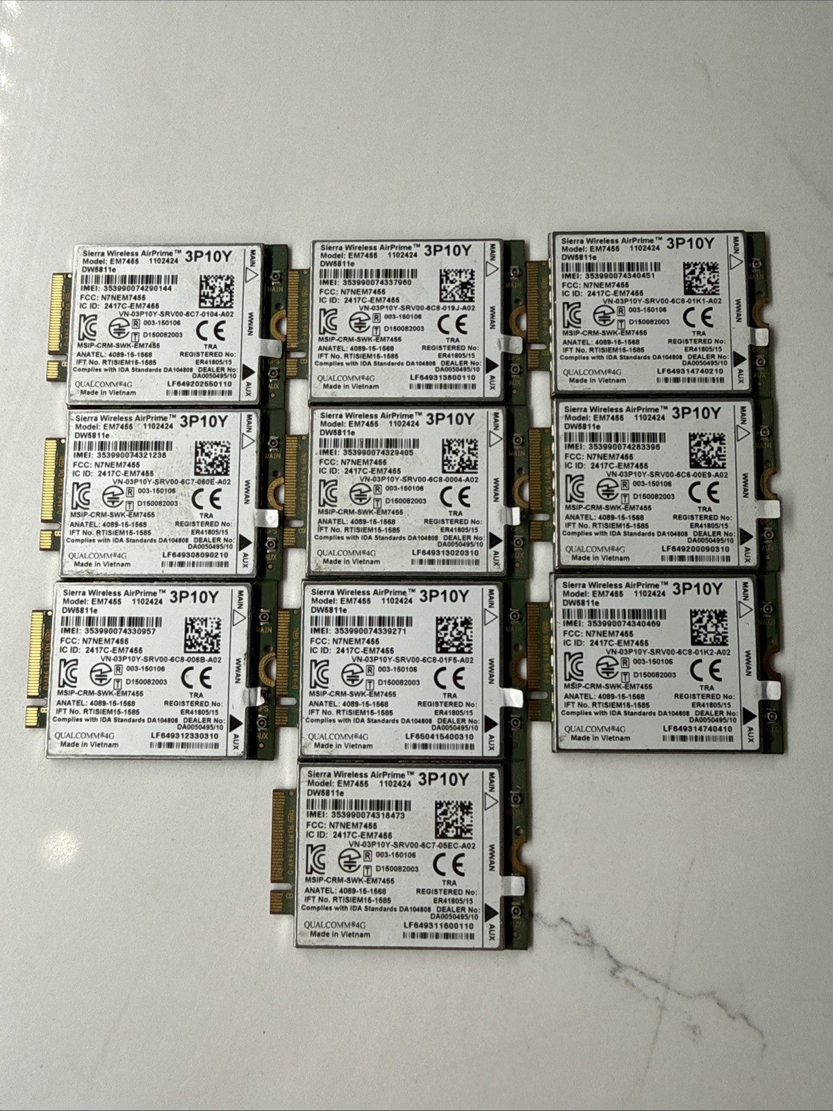 Lot Of 10x Sierra Wireless EM7455 DW5811e M.2 4G LTE WWAN Card Dell 3P10Y