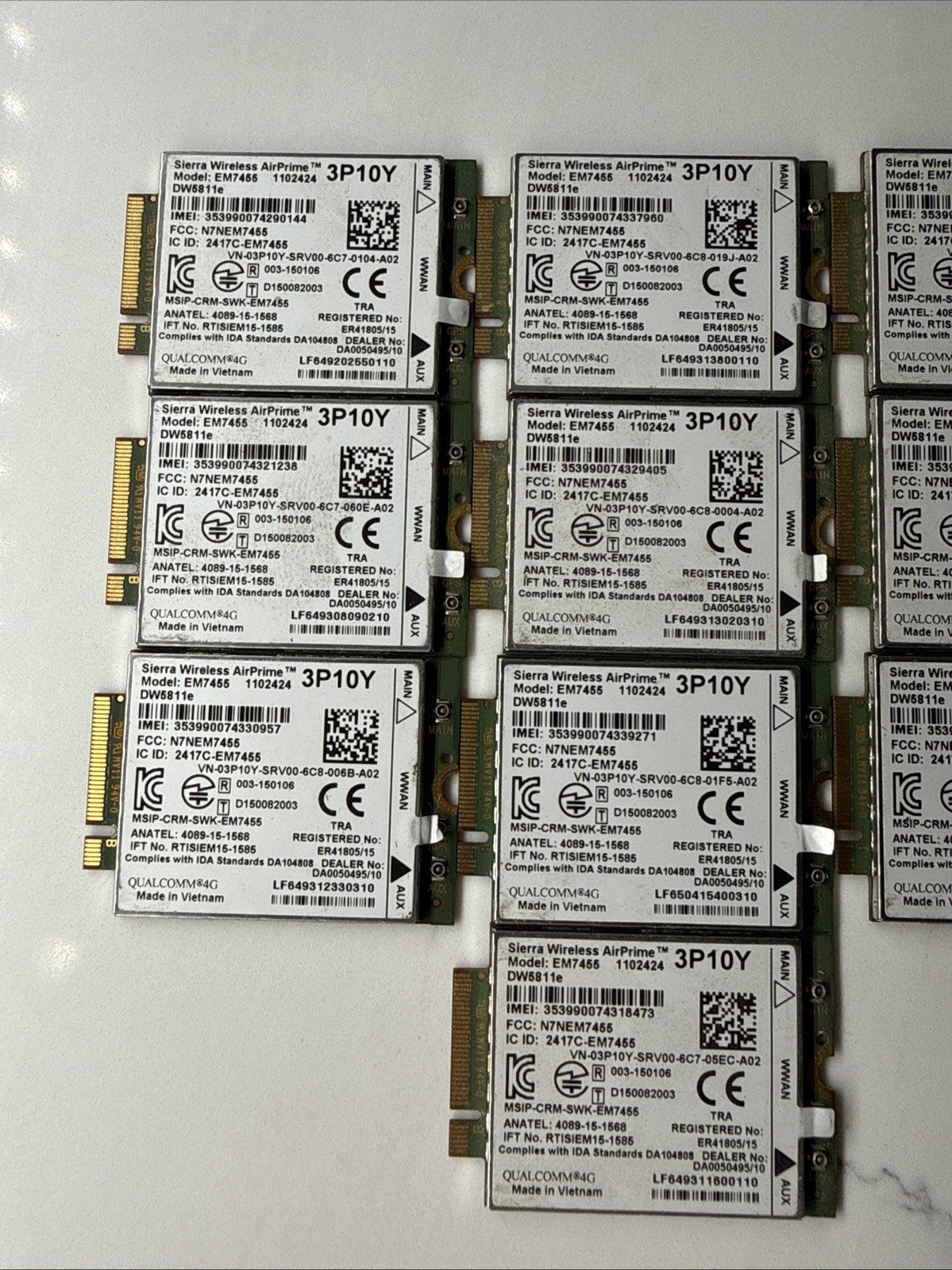 Lot Of 10x Sierra Wireless EM7455 DW5811e M.2 4G LTE WWAN Card Dell 3P10Y