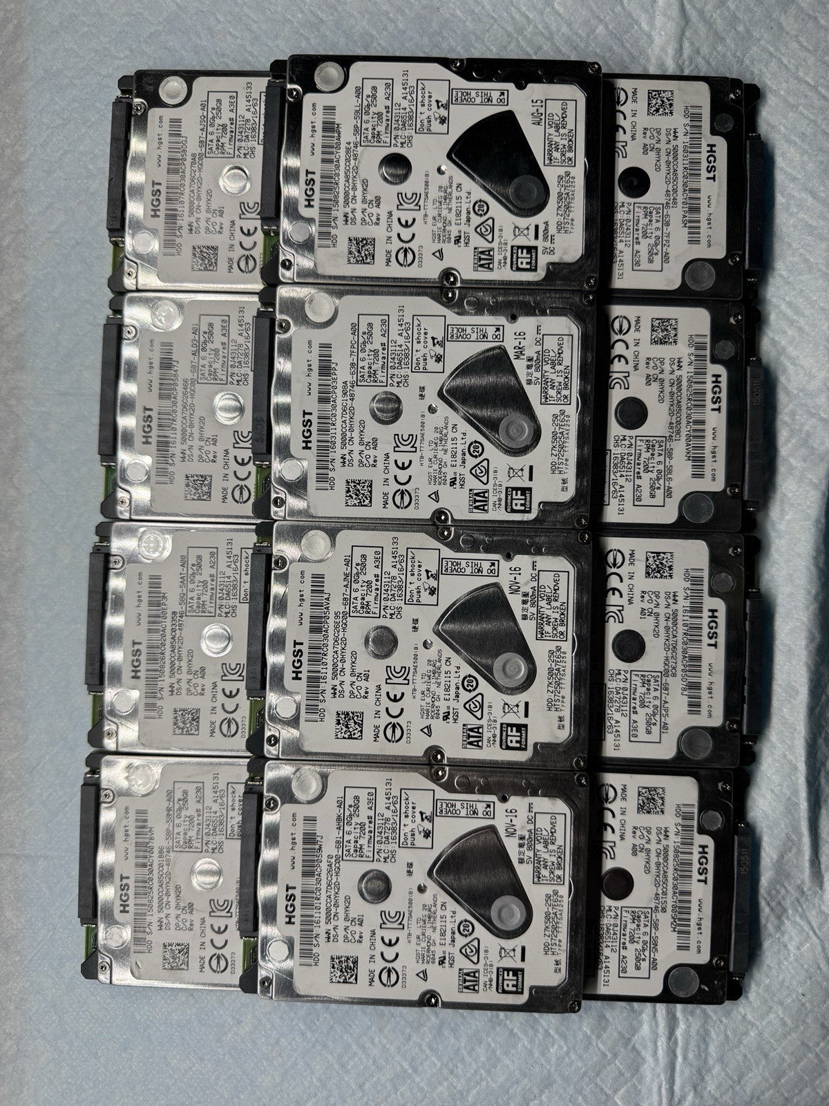 Lot Of 26x HGST 250GB Hard Drive 2.5” SATA Laptop HDD HTS725025A7E630 Dell HYK2D