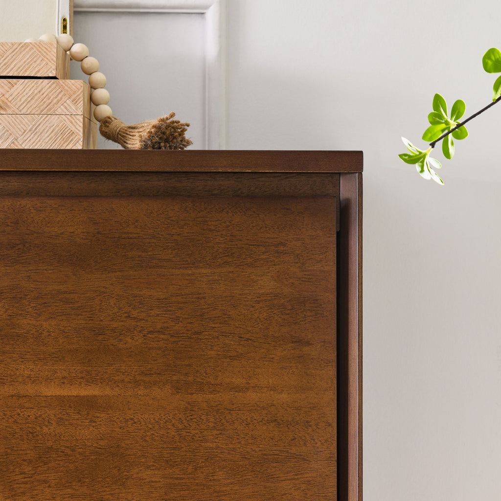 Walnut Sideboard Buffet Cabinet with Outlet Holes Storage