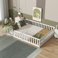 Queen Size Floor Bed with Safety Guardrails and Door