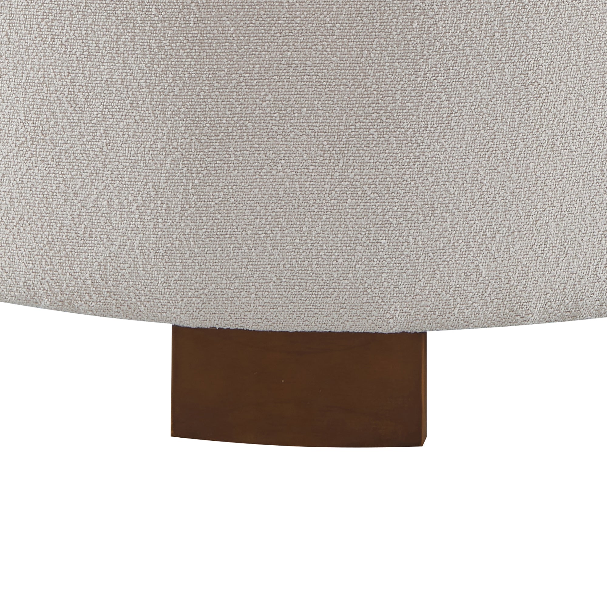 Round Storage Ottoman with Reversible Lid, Boucle Fabric Upholstered, Beige