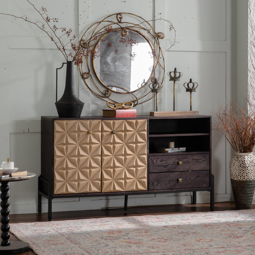 56.3" Mid-Century Modern Sideboard Cabinet - Wood & MDF