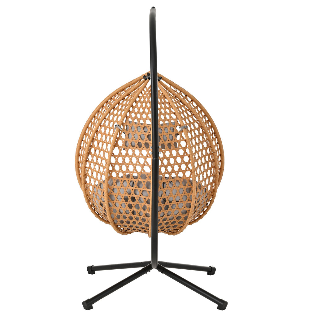 Rattan Hanging Egg Chair with Stand and Cushion