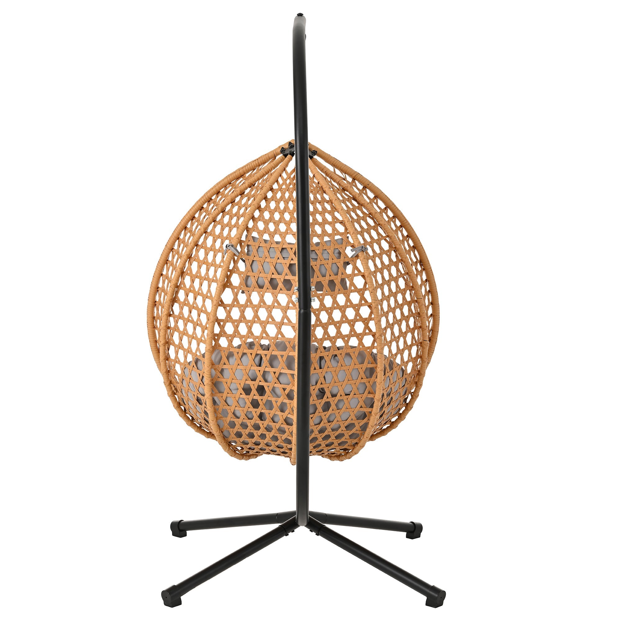 Rattan Hanging Egg Chair with Stand and Cushion