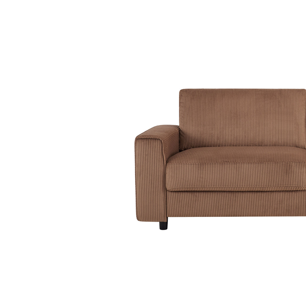 Brown 3-Seater Corduroy Sofa Modern Minimalist