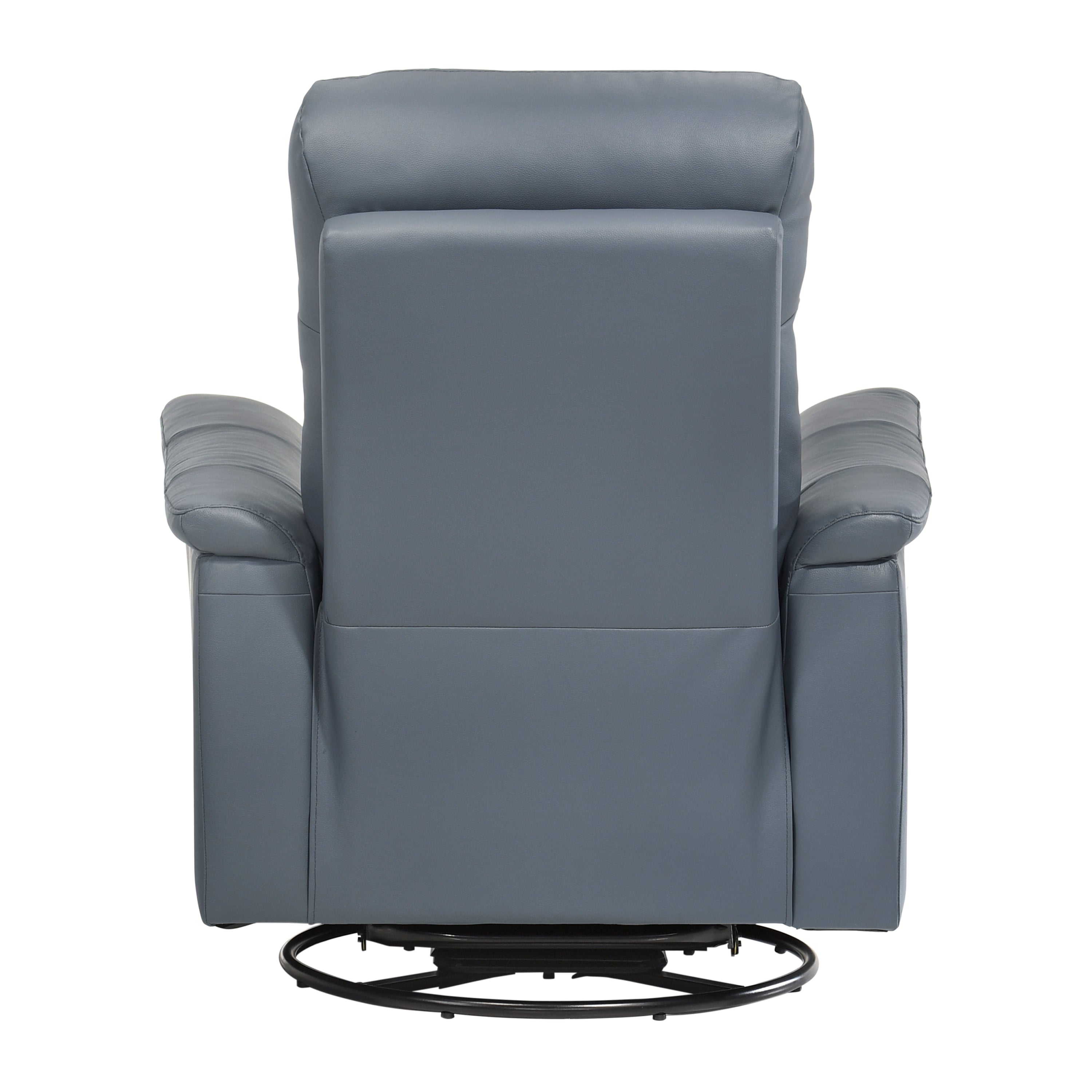 Blue Gray Leather Reclining Swivel Glider Chair