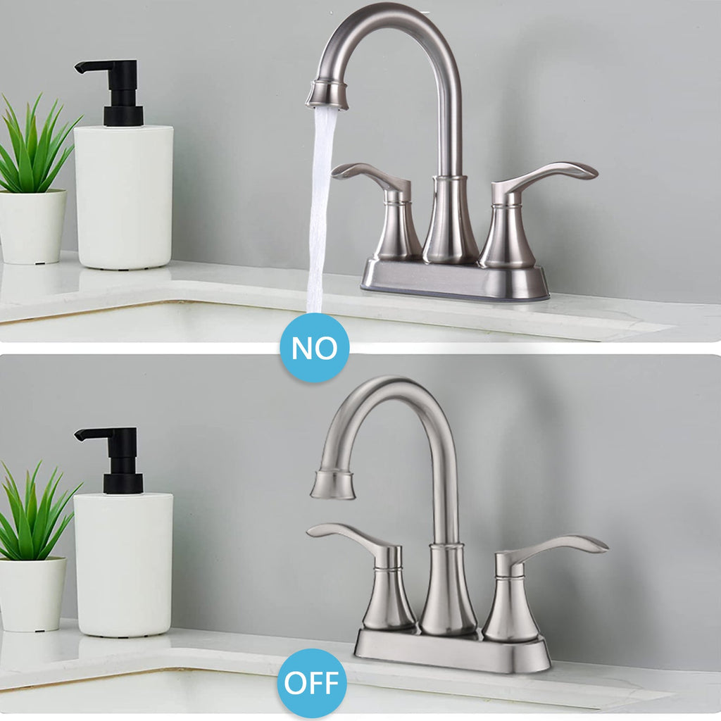 4" Centerset Bathroom Faucet 360 Swivel Spout Brushed Nickel
