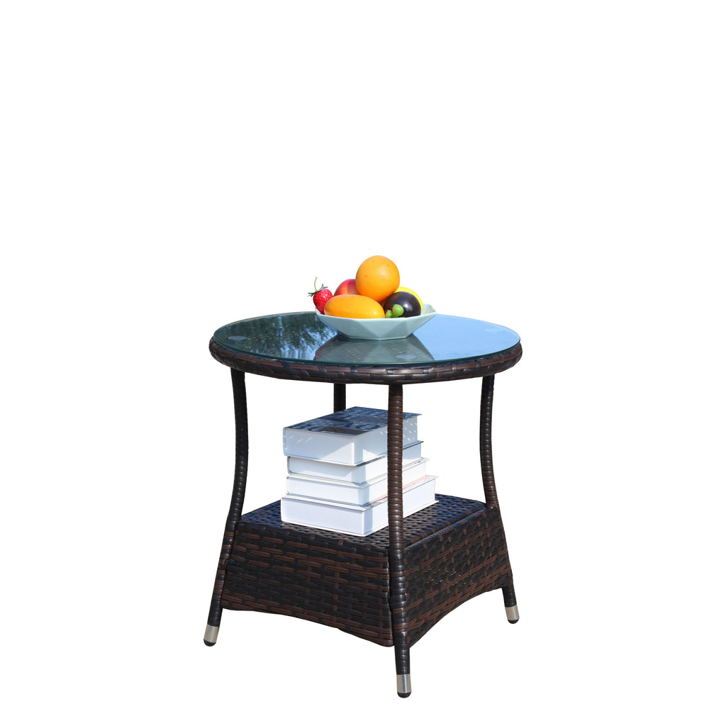 Round Tempered Glass Outdoor Coffee Table