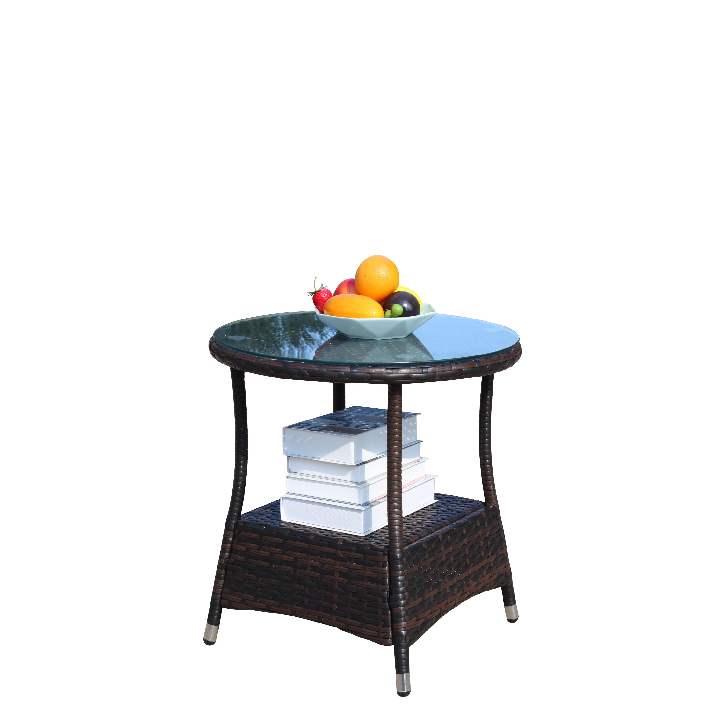 Round Tempered Glass Outdoor Coffee Table