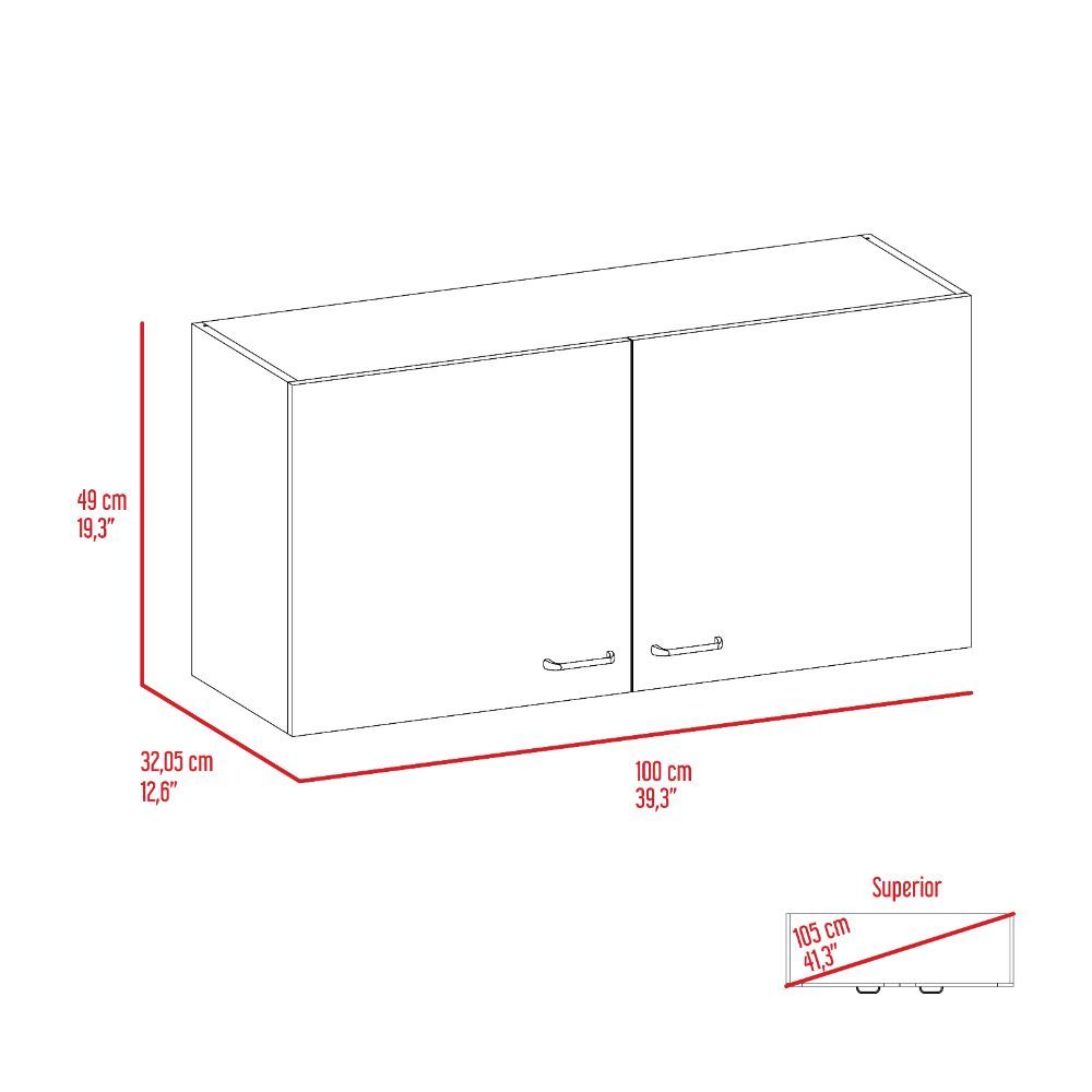 Napoles White Light Oak Wall Cabinet Two Shelves Double Door