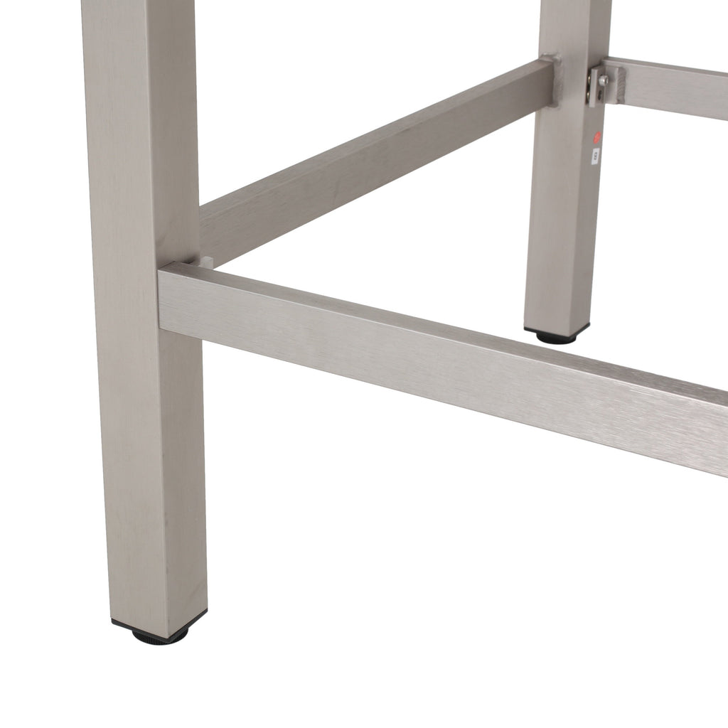 43" Outdoor Aluminum Bar Table with PE Rattan Top, Grey Silver