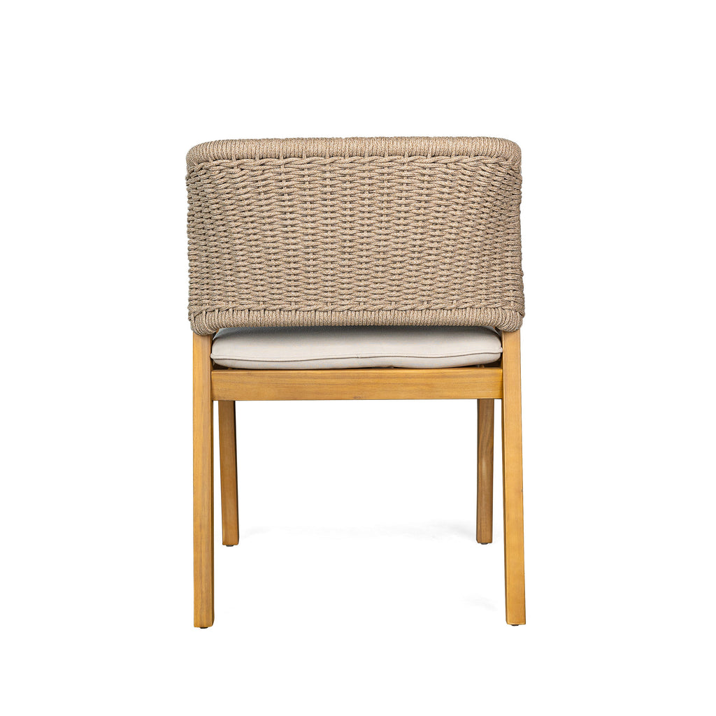7-Piece Outdoor Dining Set Acacia Wood Table Rope Chairs