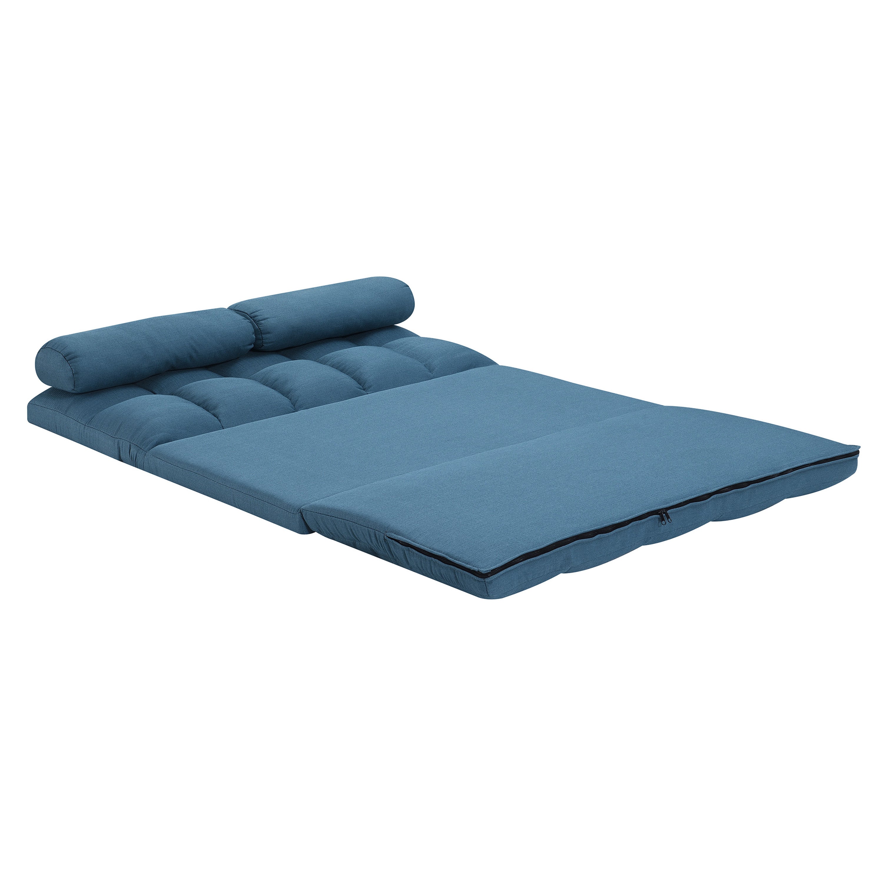 3-Fold Blue Sofa Bed with High-Density Foam & 2 Pillows