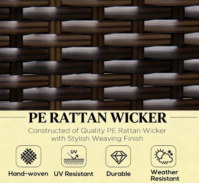 Outdoor Sectional Set PE Rattan Steel Brown Cream 6 Piece 395 LB