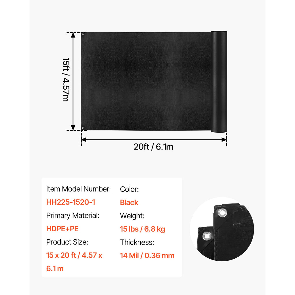 15x20 ft Pond Liner 14 Mil 3-Layer Reinforced PE Fish Koi