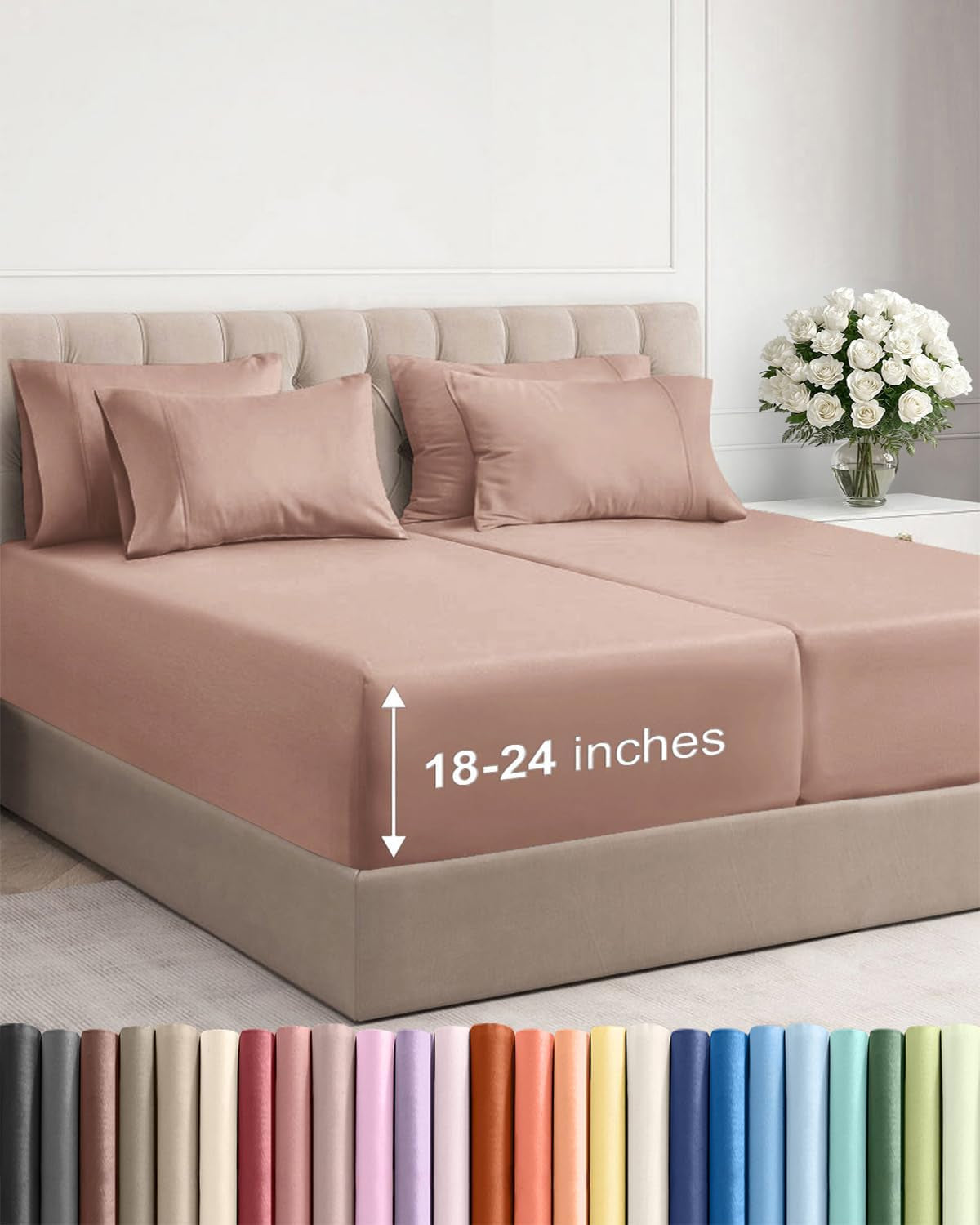 Extra Deep Pocket Sheet Set 4 Piece Breathable Soft Cooling Bedding Wrinkle Free