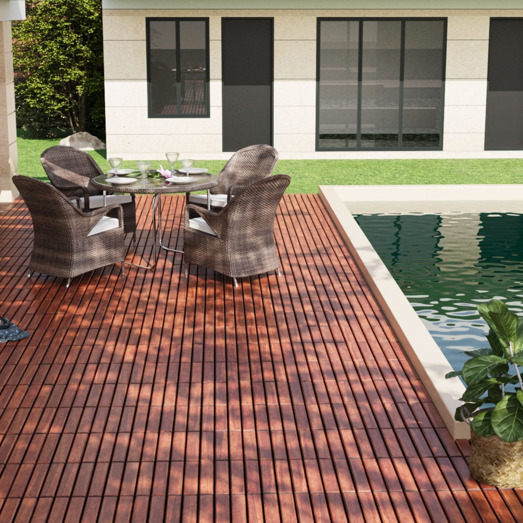 Acacia Hardwood Interlocking Deck Tiles 12" x 12" Patio