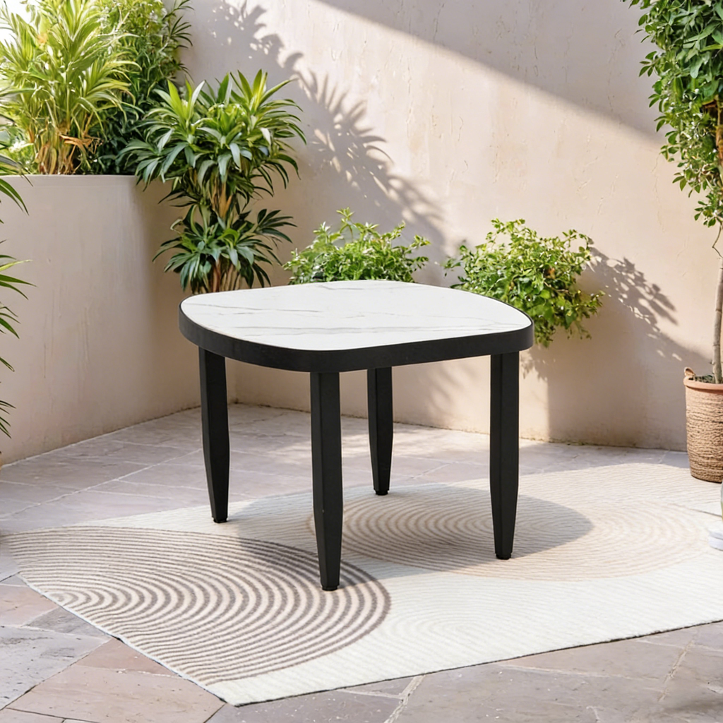 Modern Outdoor Arc Side Table 23.6" Marble Sintered Stone