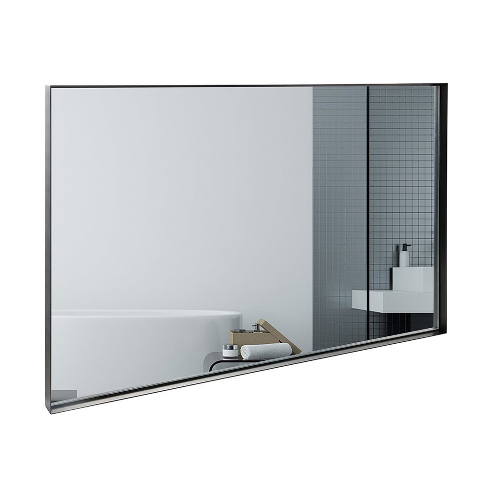 40x30" Glossy Black Bathroom Vanity Mirror Rectangle Wall Mount