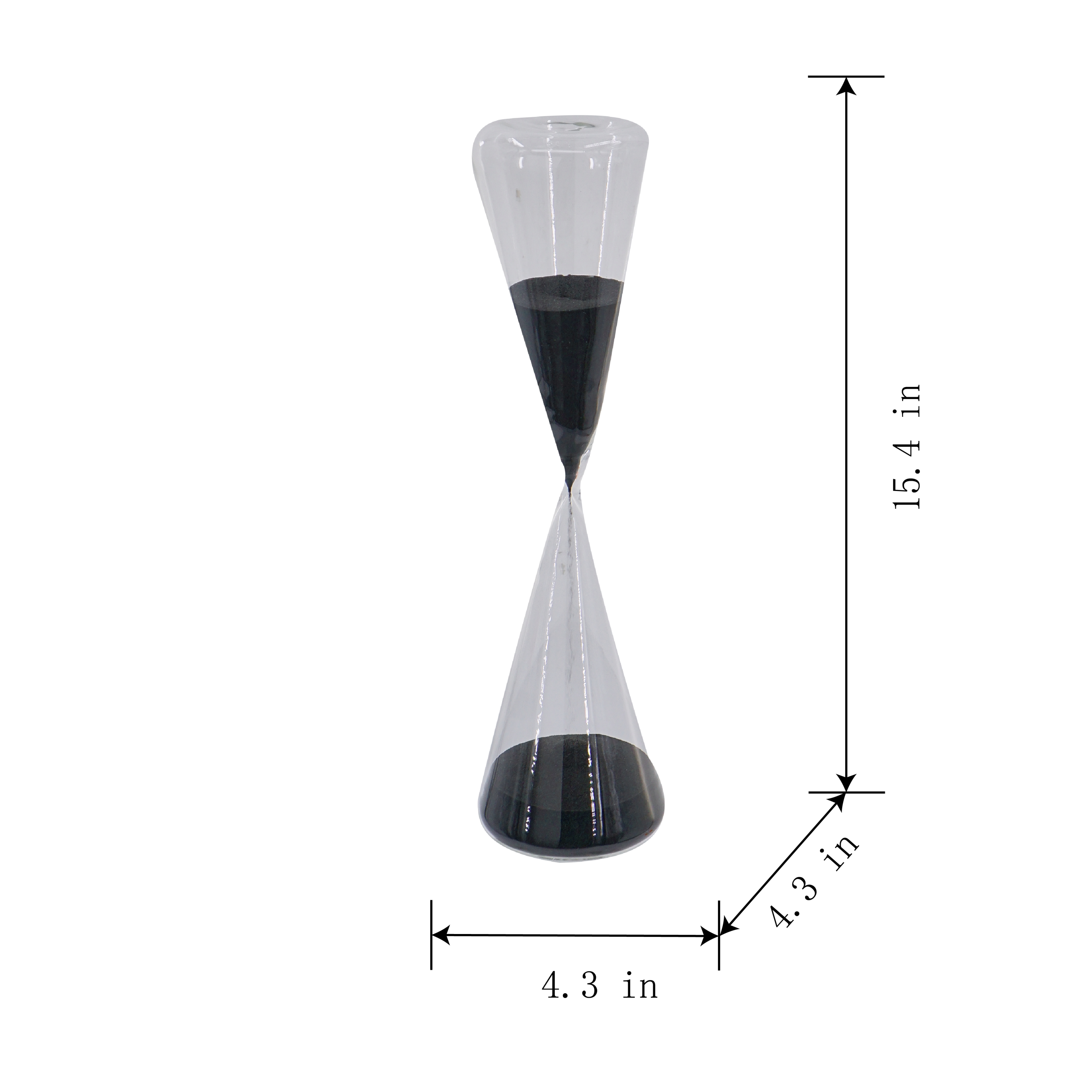 4.5x4.5x15.5" Triangular Hourglass 90 Minutes Black Sand
