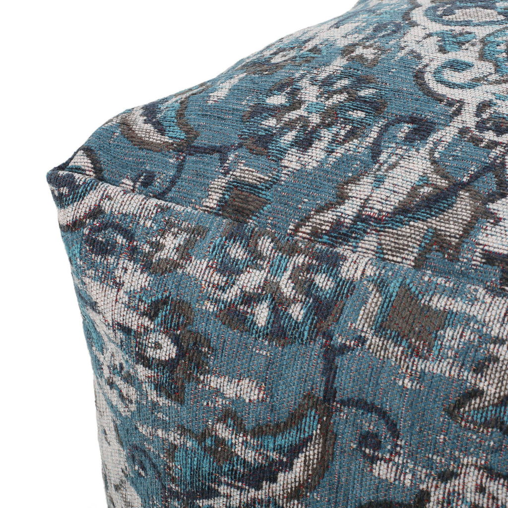 Blue Square Pouf Ottoman Floor Cushion 16x16x16