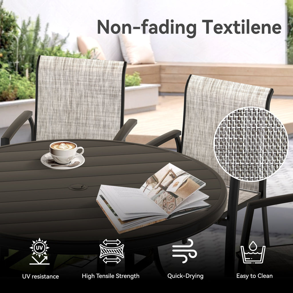Set of 2 Metal Outdoor Dining Chairs, Black, All Weather