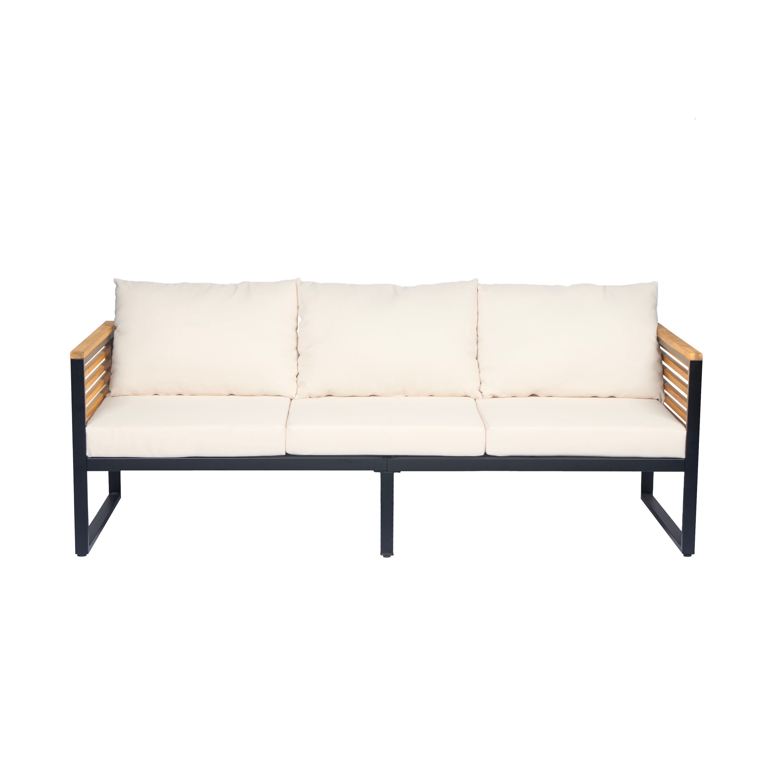 3 Piece Outdoor Patio Set Acacia Wood Steel