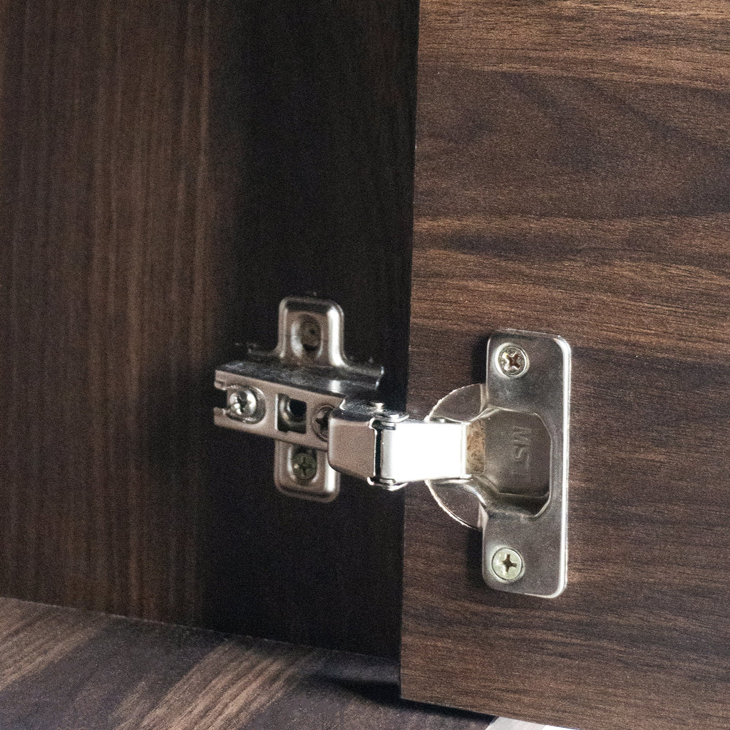 TV Stand Mid-Century Walnut MDF Soft-Close Doors Fits 85 In TV 78.7 In