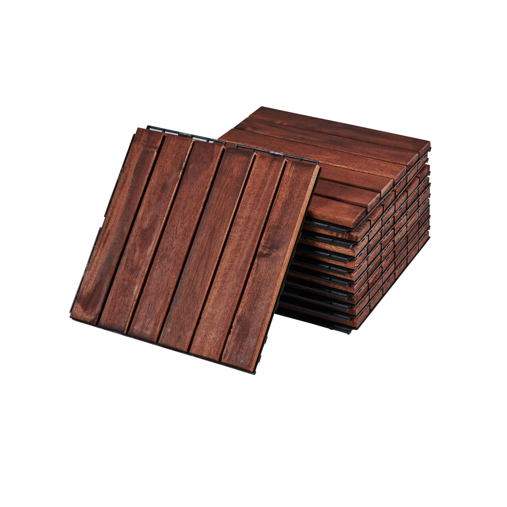 Acacia Hardwood Interlocking Deck Tiles 12" x 12" Patio