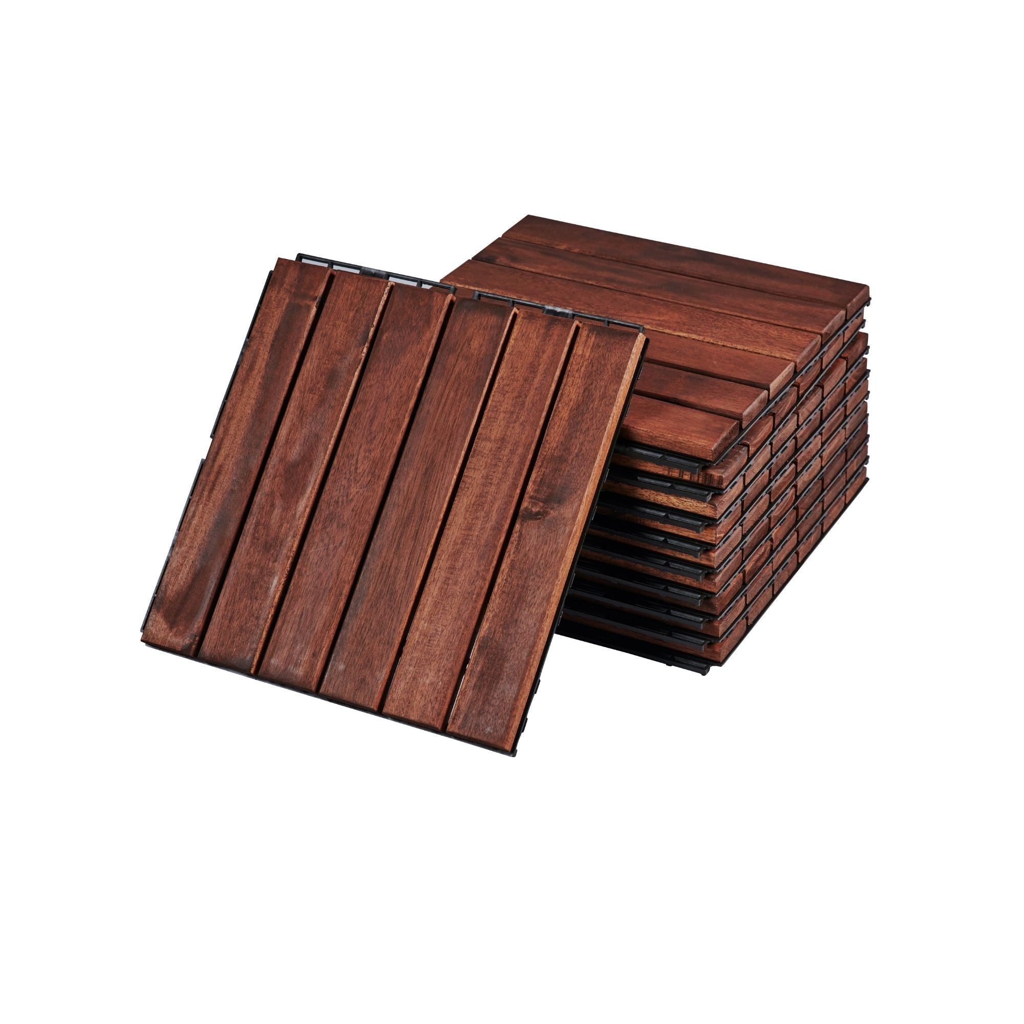 Acacia Hardwood Interlocking Deck Tiles 12" x 12" Patio