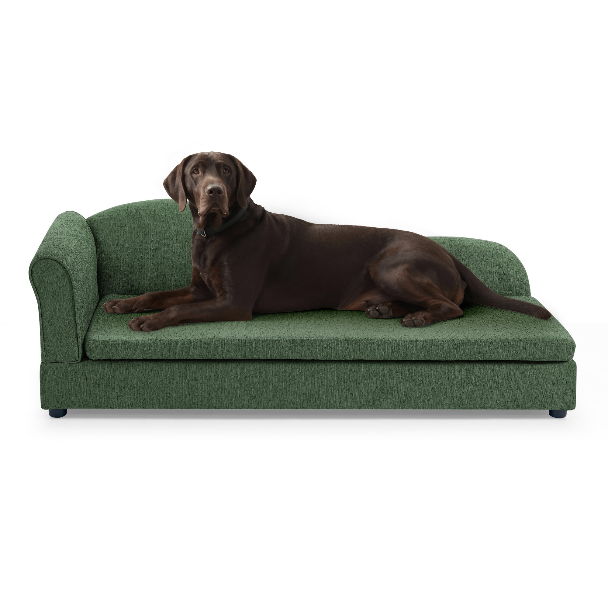 Medium/Large Dog Sofa Wave Backrest Linen Olive Green