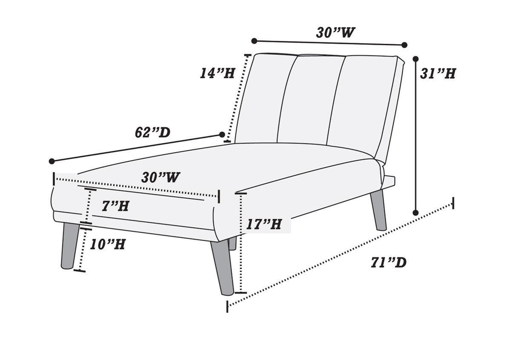 Blue Grey Polyfiber Chaise Lounge Couch Wood Legs