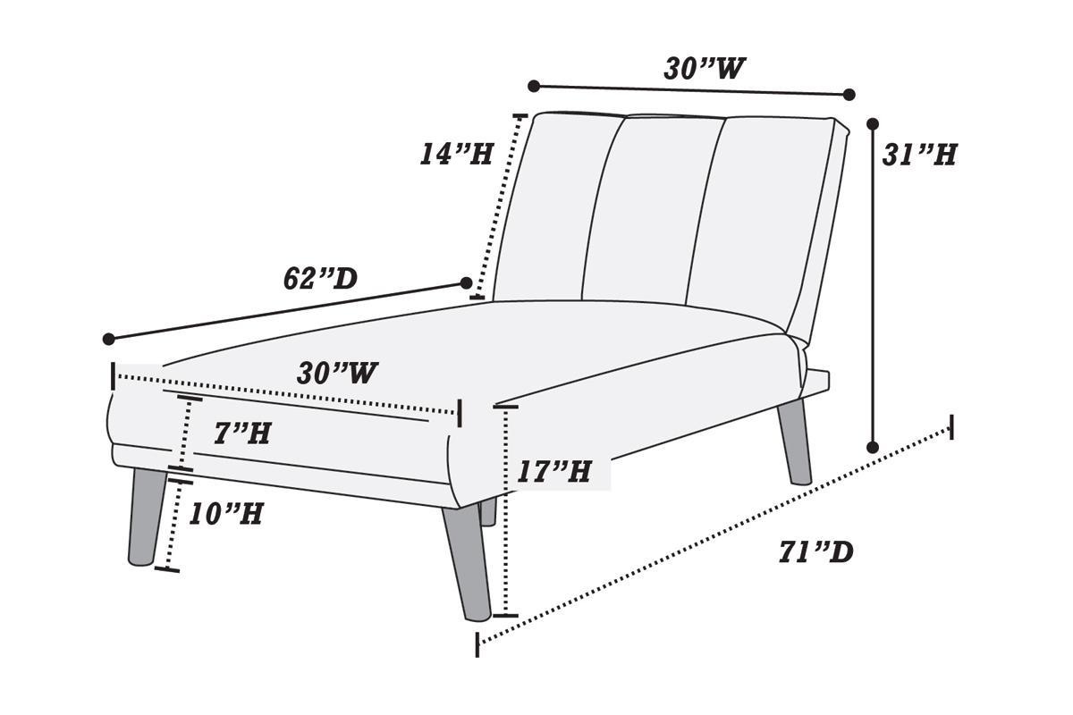 Blue Grey Polyfiber Chaise Lounge Couch Wood Legs