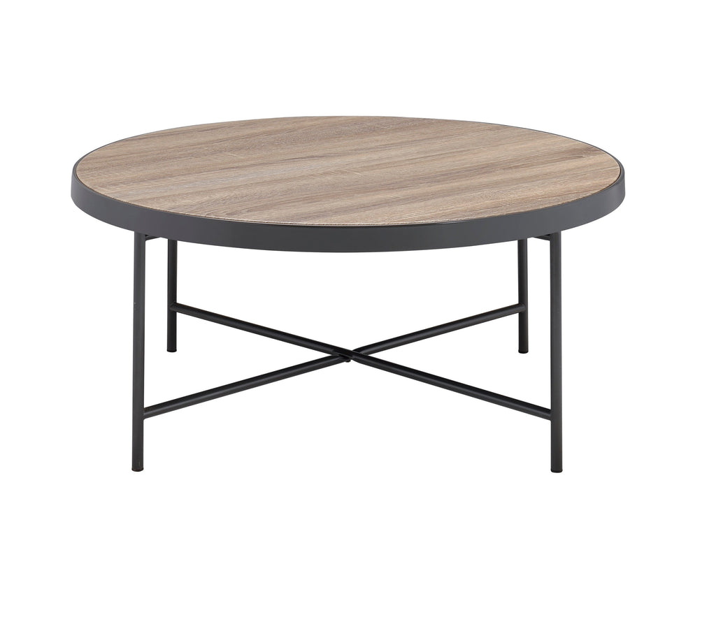 Weathered Gray Oak and Metal Coffee Table