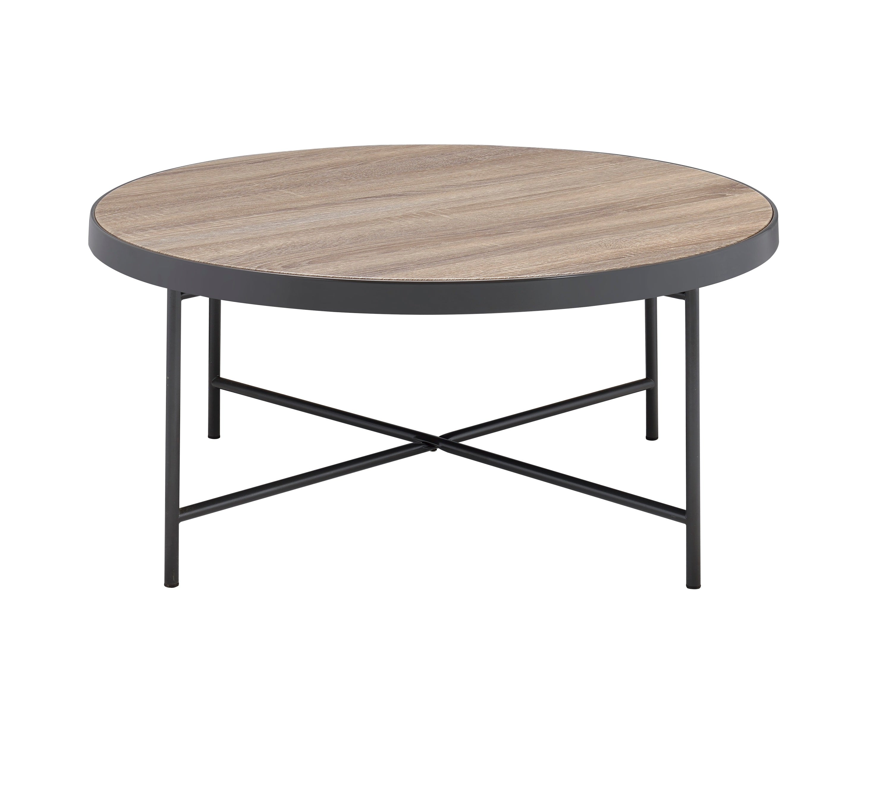 Weathered Gray Oak and Metal Coffee Table