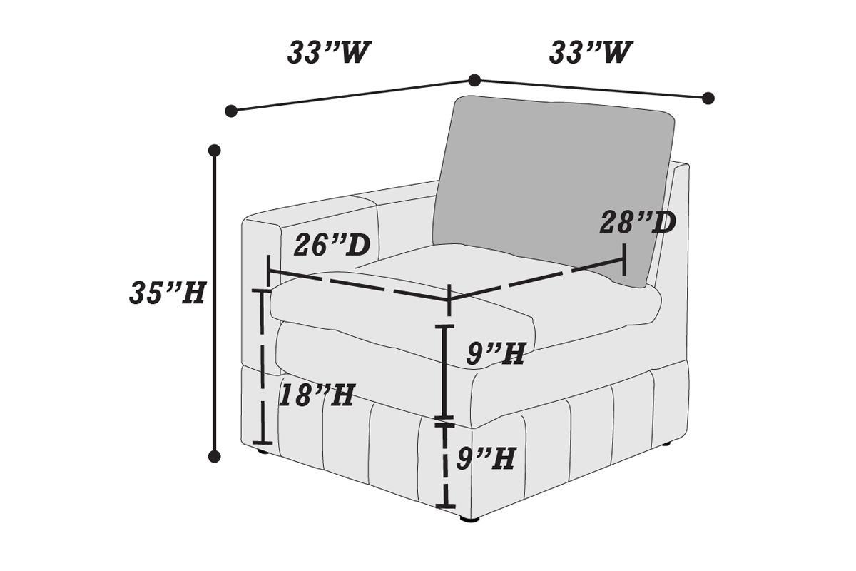 LAF RAF Modular Sectional Chair Granite Morgan Suede Fabric