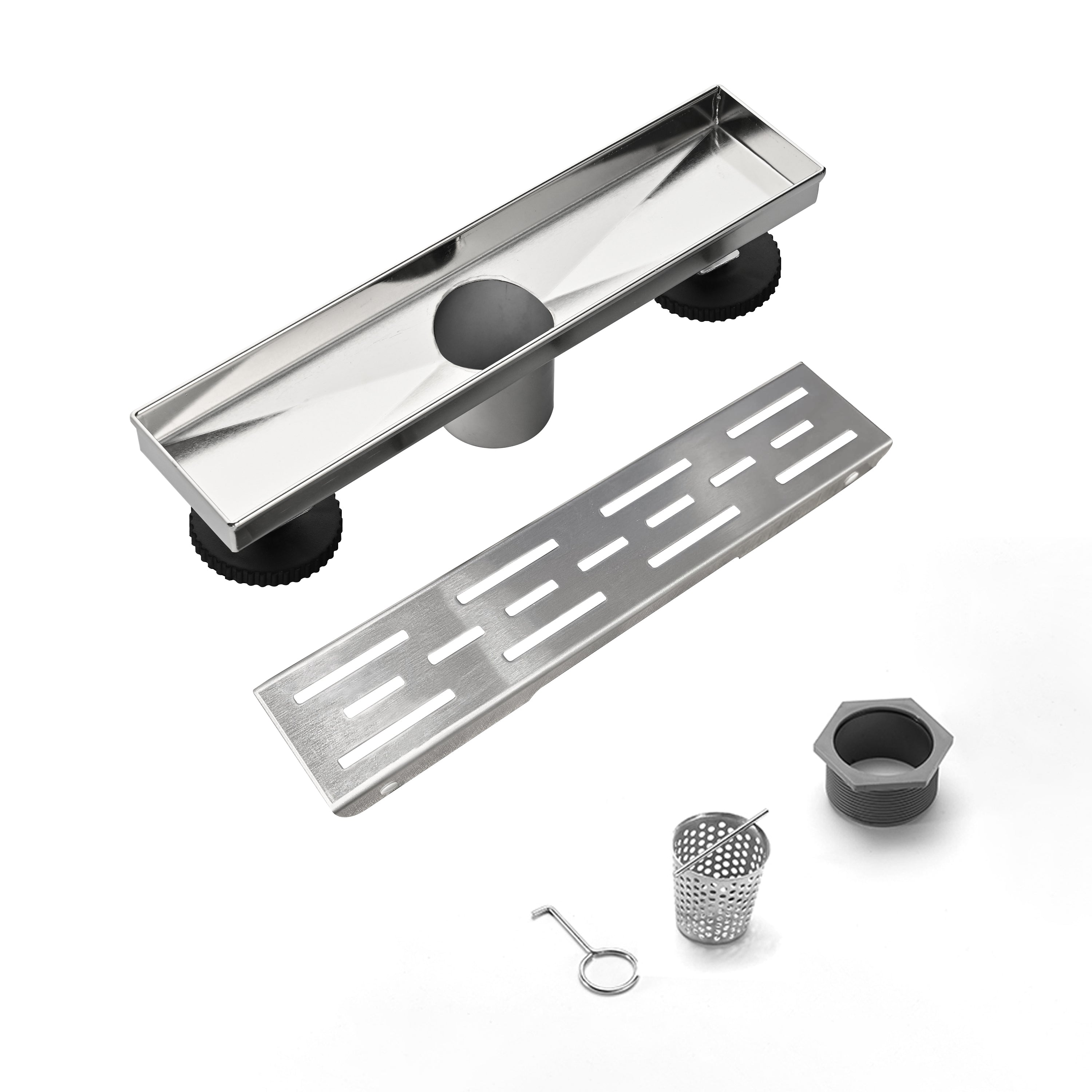 12" Linear Shower Drain Stainless Steel Brick Pattern Grate