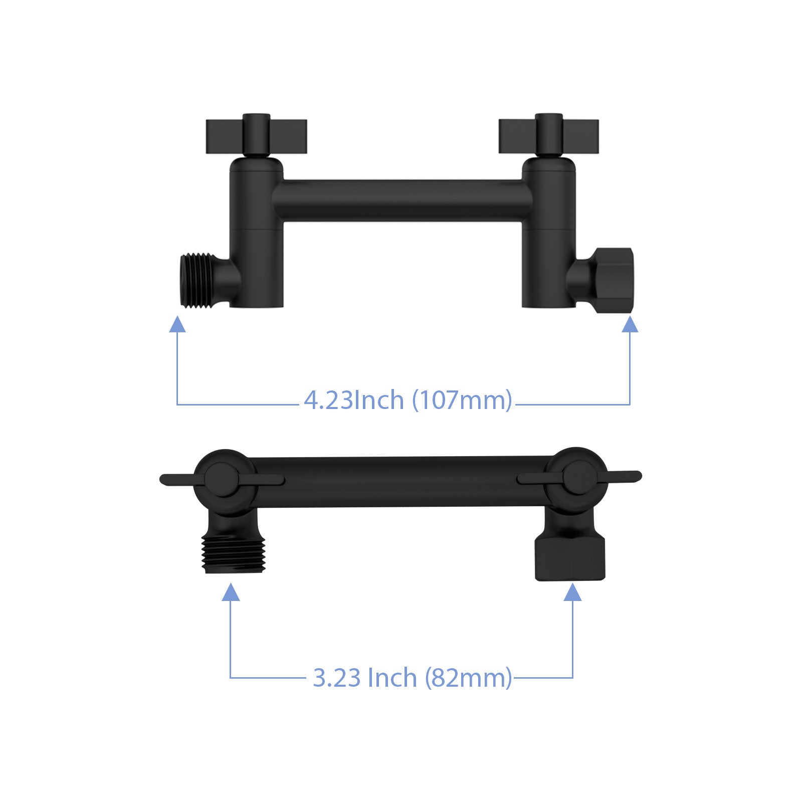 4" Stainless Steel Shower Arm Extension Black