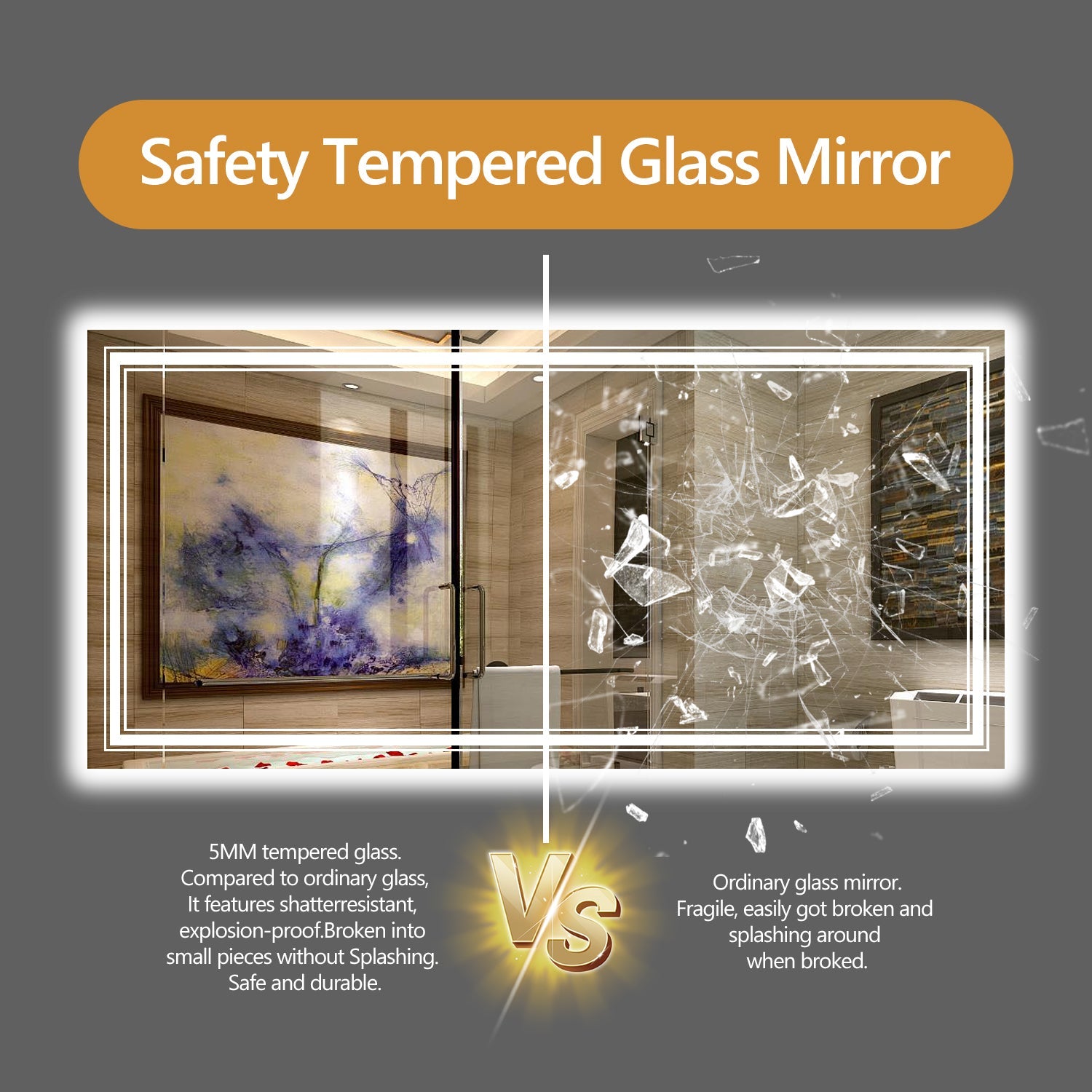 20x28 Inch Frameless Smart LED Bathroom Mirror