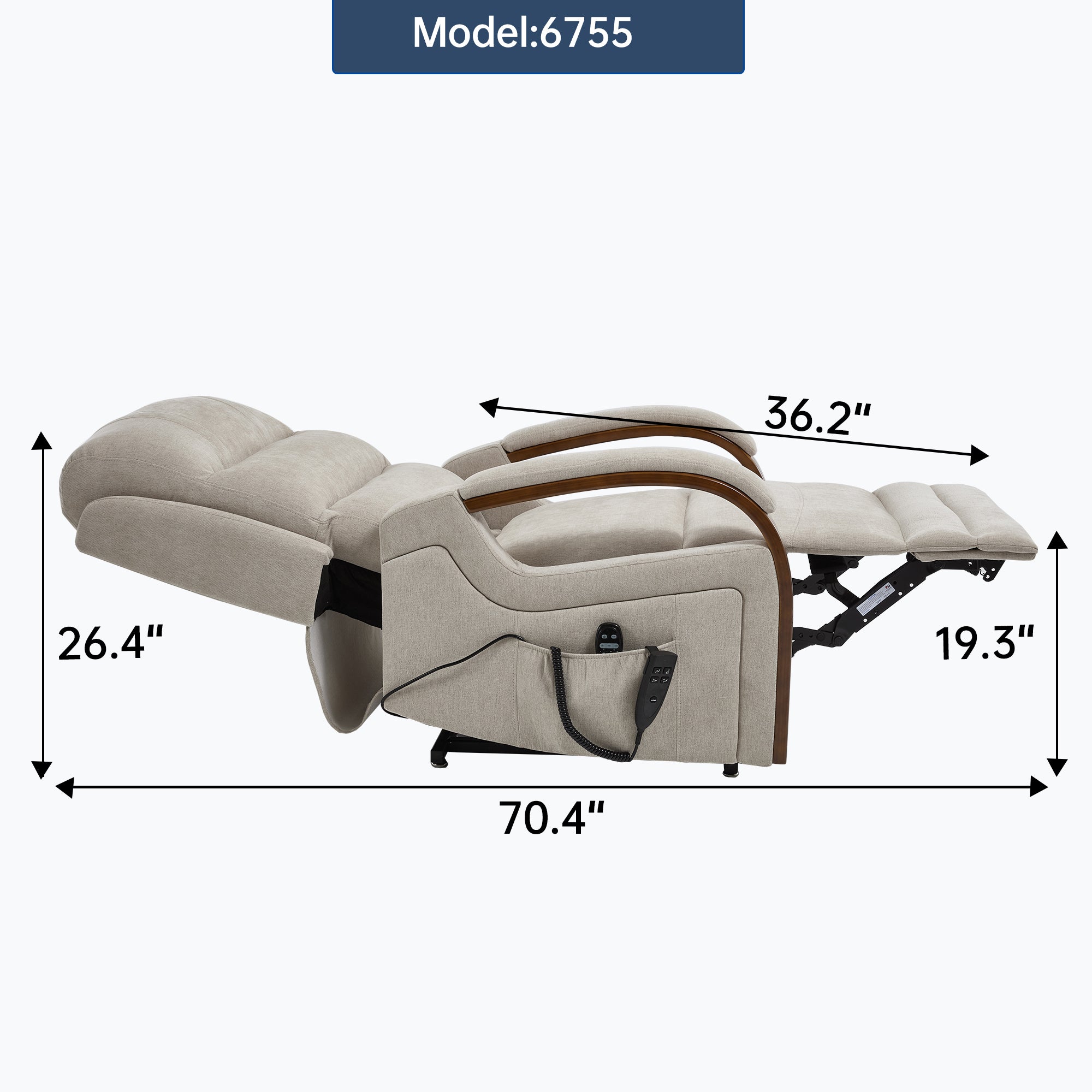 Power Beige Chenille Lift Recliner Chair Dual Motor 350 LBS
