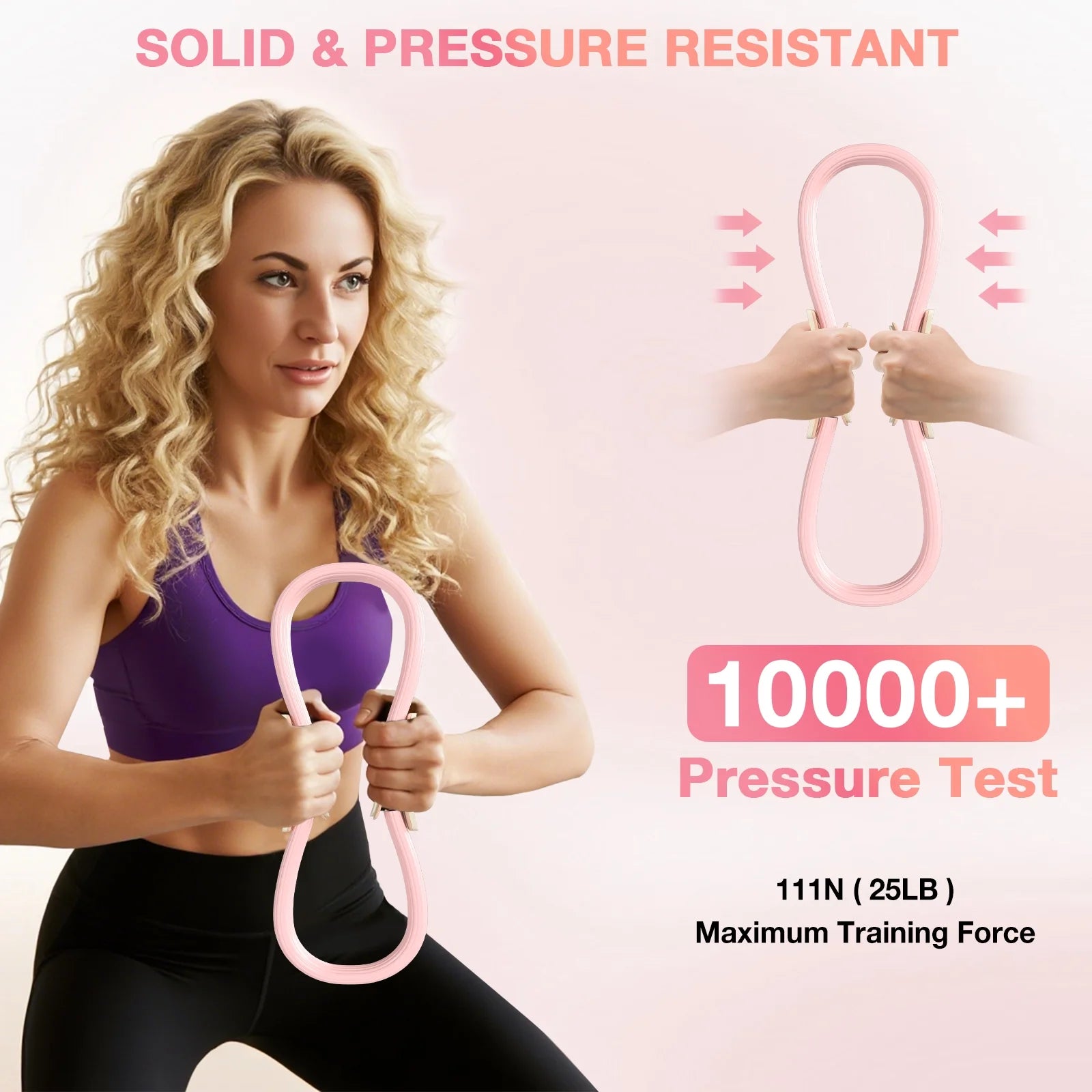 14" Pilates Ring Set Fitness Circle w/ Mini Ball Resistance Bands Workout