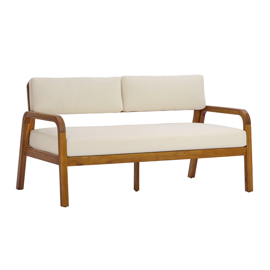 2-Piece Outdoor Sofa Set with Loveseat, Coffee Table & Cushions