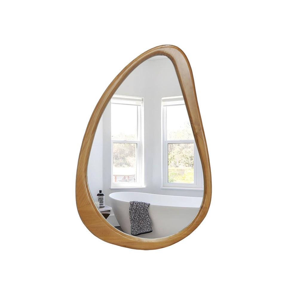 Modern Teardrop Wooden Wall Mirror 29.92" x 20.08