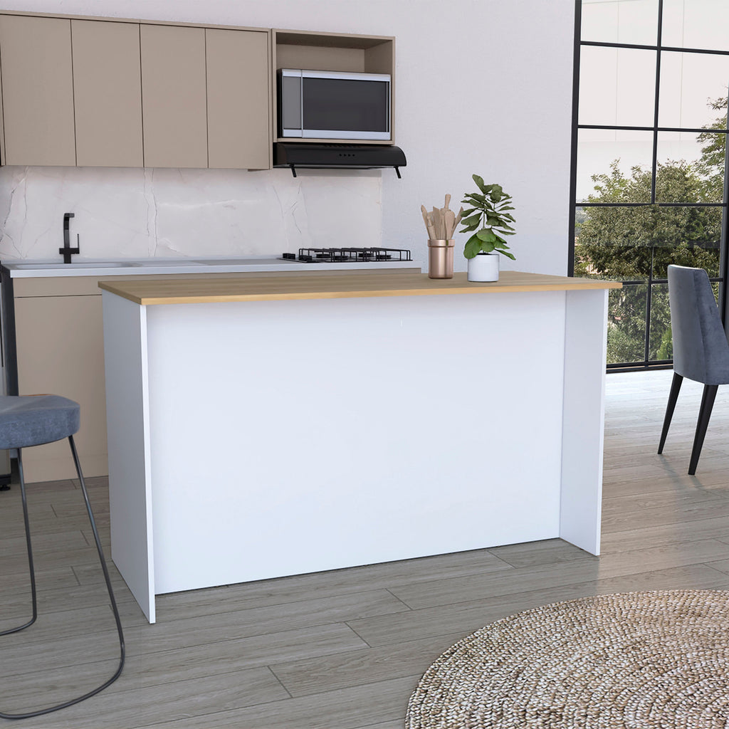 Ginger Kitchen Island with 3 Shelves and 2-Door Cabinets