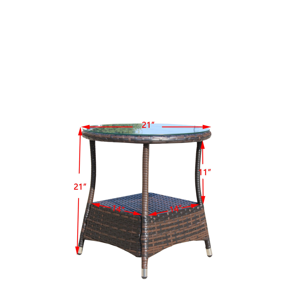Round Tempered Glass Outdoor Coffee Table